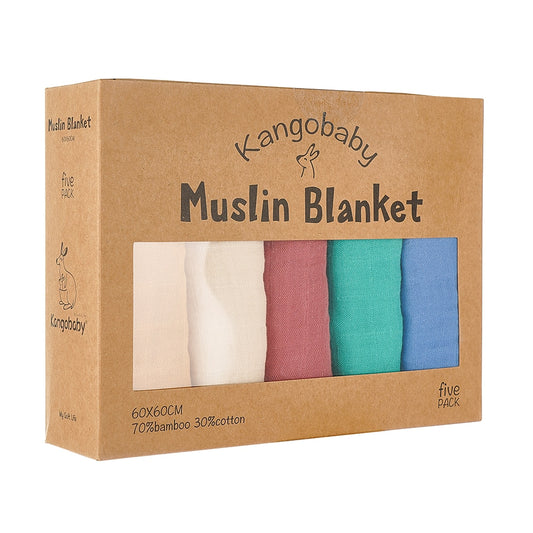 5 Pack Muslin Baby Blankets
